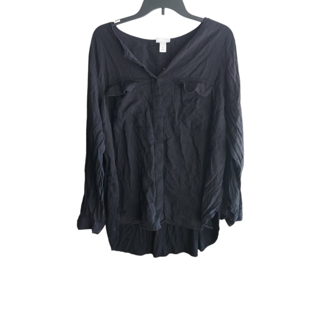 Ava and viv black blouse with front pockets